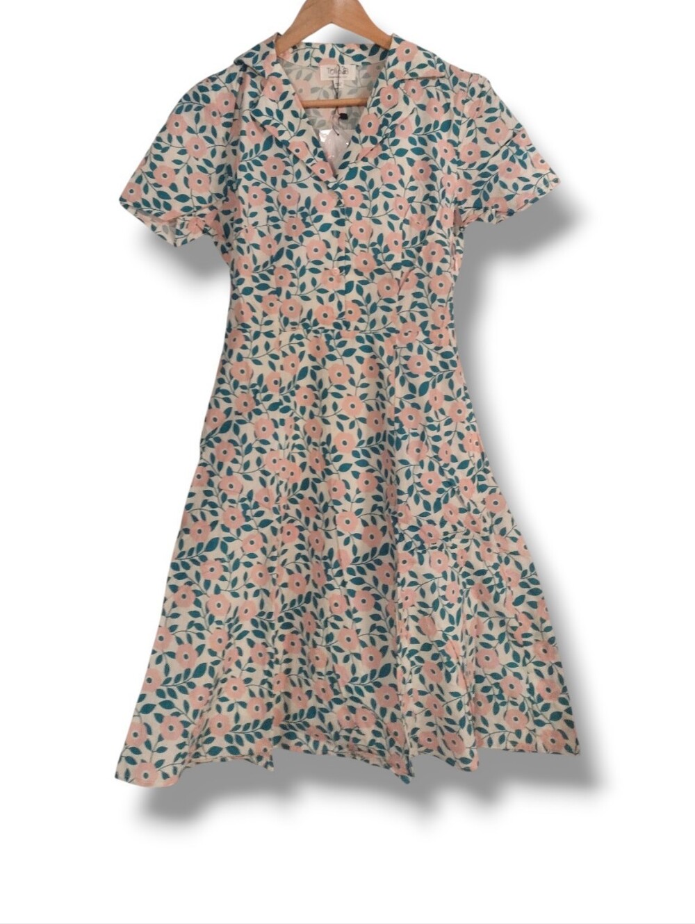 Tulip B Floral Short Sleeve Button Front Tea Dress